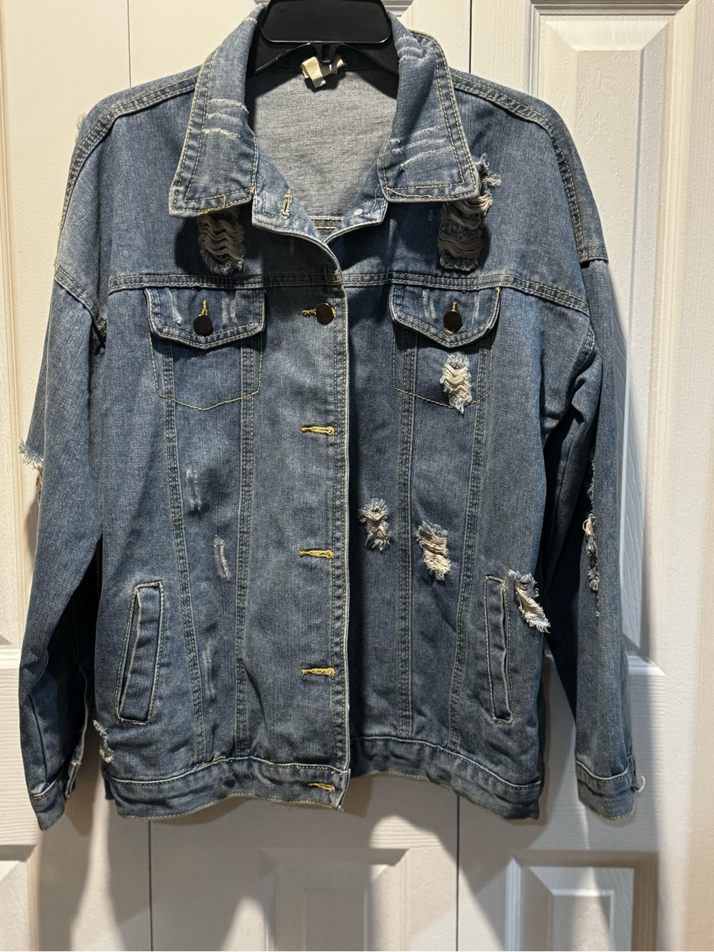 Distressed Light Blue oversized Denim Jacket